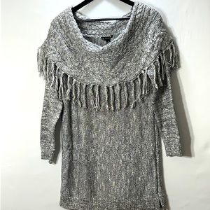 INC International Concepts Pull Over Fringed Cowl Neck Sweater Size XL